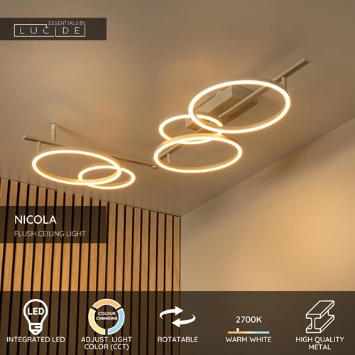 Lucide NICOLA - Flush ceiling light - LED - CCT - 1x37W 2700K/4000K - Taupe | Essential - USP